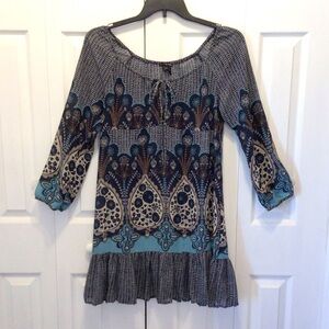 Fire Los Angeles Sheer Long Sleeve Mini Dress Swimsuit Cover Up Size Large